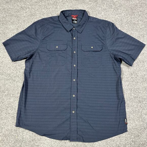 Gerry Men’s Navy Blue Striped Short Sleeve Button Up Shirt Size XL - Picture 1 of 7